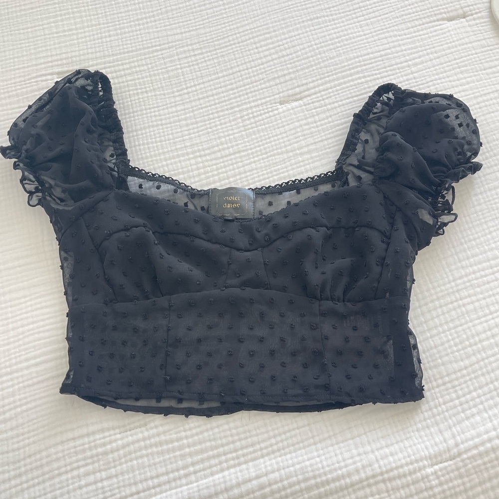 Violet Daisy black crop blouse